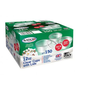Satco 750ml Round Plastic Cups with Lids-1x15001